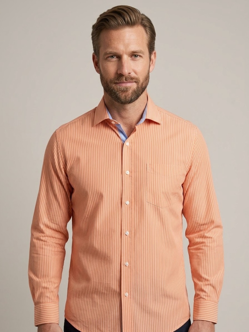 Tommy Hilfiger Men's Slim Fit Striped Long Sleeve Button Down Dress Shirt